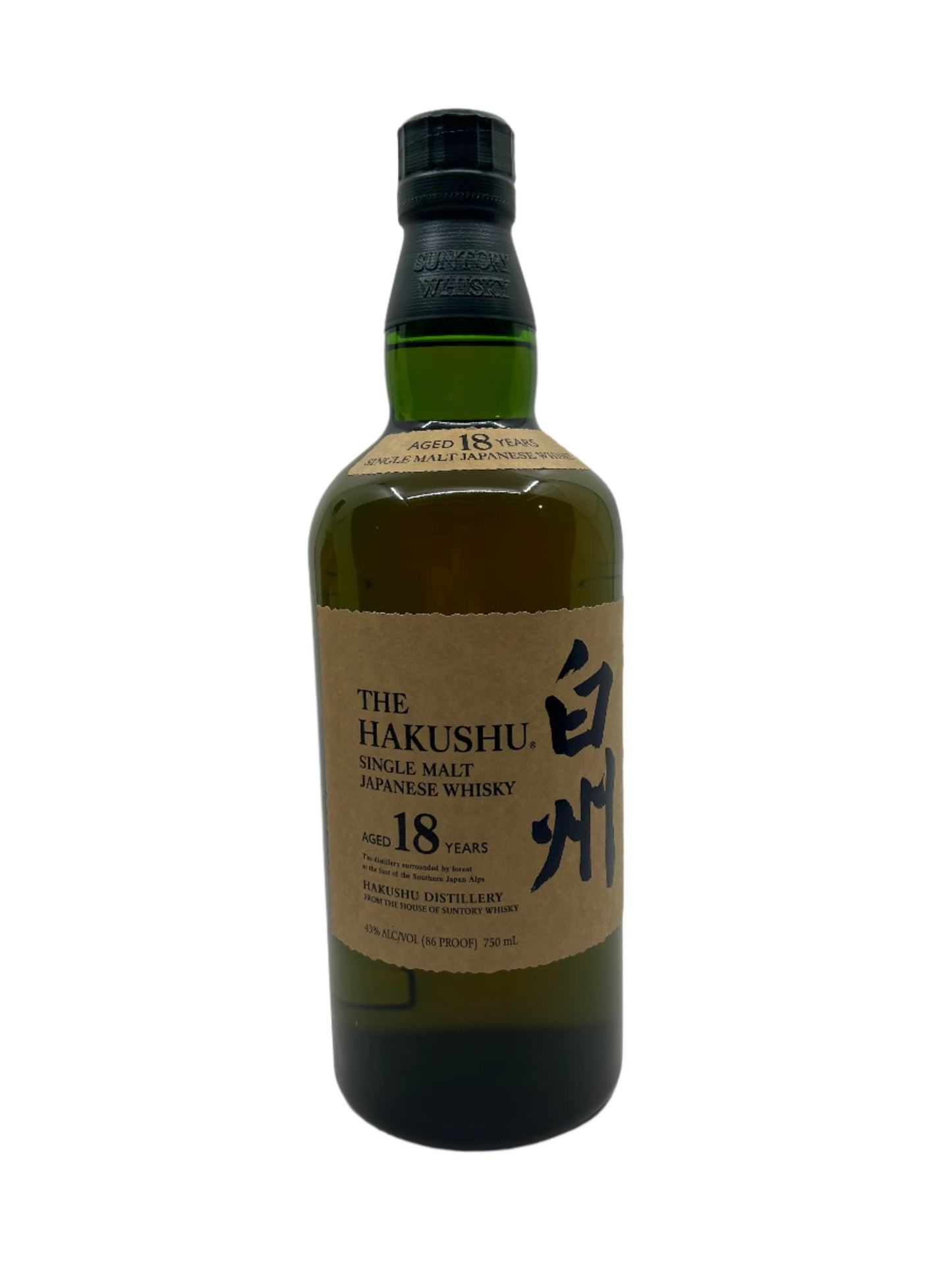 SUNTORY HAKUSHU SINGLE MALT  18 YEAR JAPANESE WHISKY 750ml